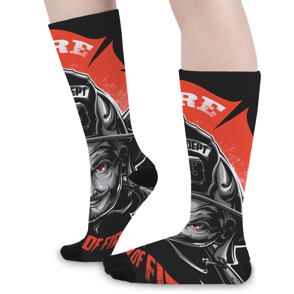 Firefighter Devil Print Long Socks