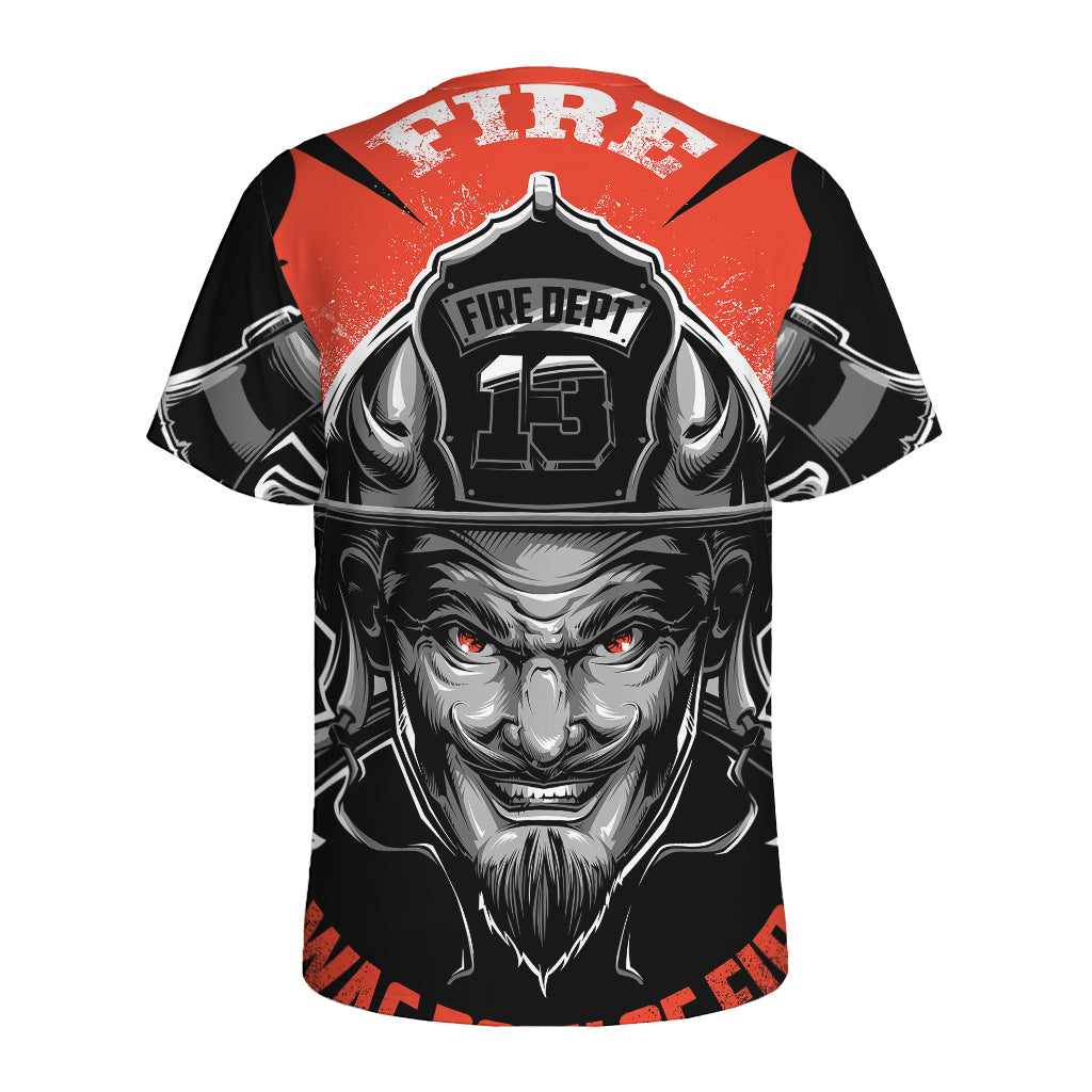 Firefighter Devil Print Men's Sports T-Shirt
