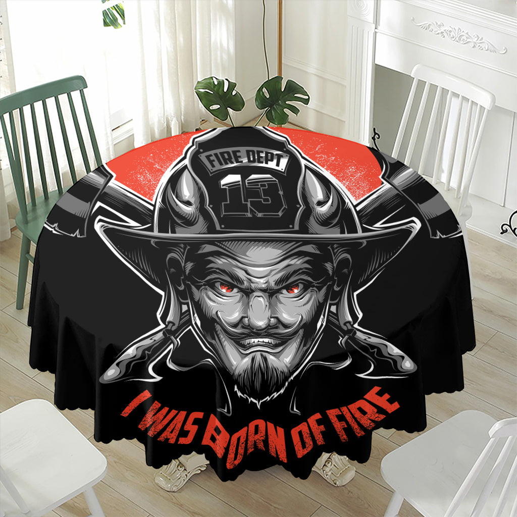 Firefighter Devil Print Waterproof Round Tablecloth