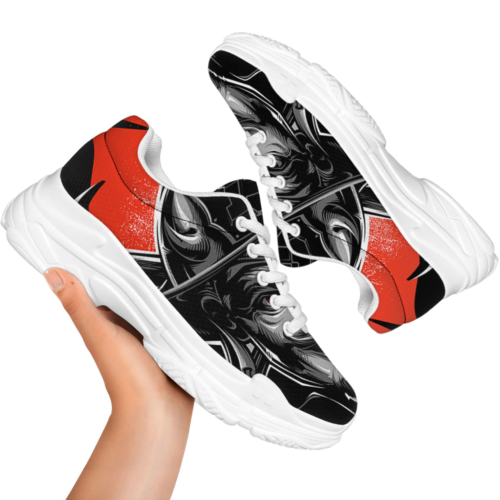 Firefighter Devil Print White Chunky Shoes