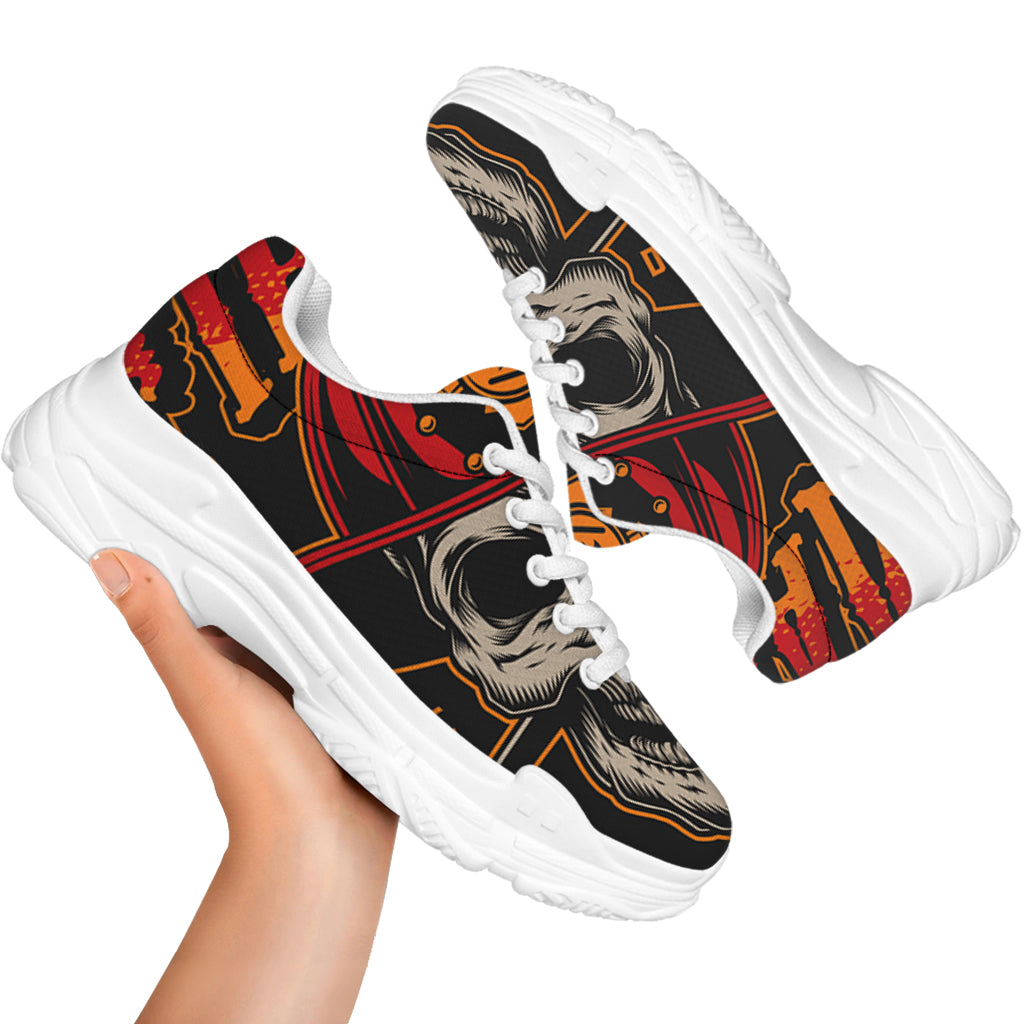 Firefighter First In Last Out Print White Chunky Shoes