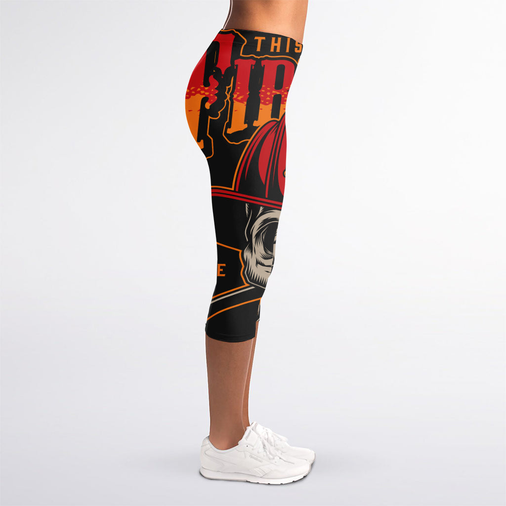 Firefighter First In Last Out Print Women's Capri Leggings