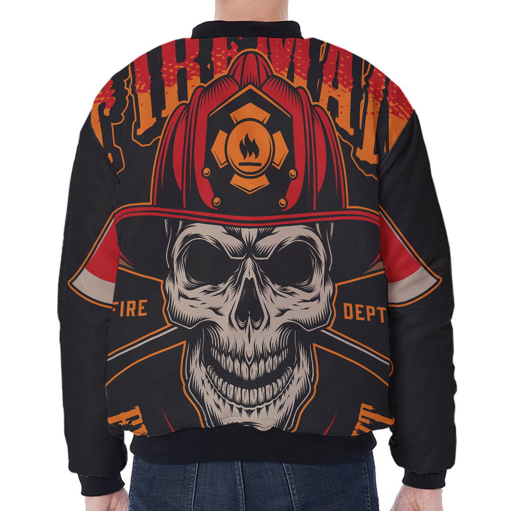 Firefighter First In Last Out Print Zip Sleeve Bomber Jacket