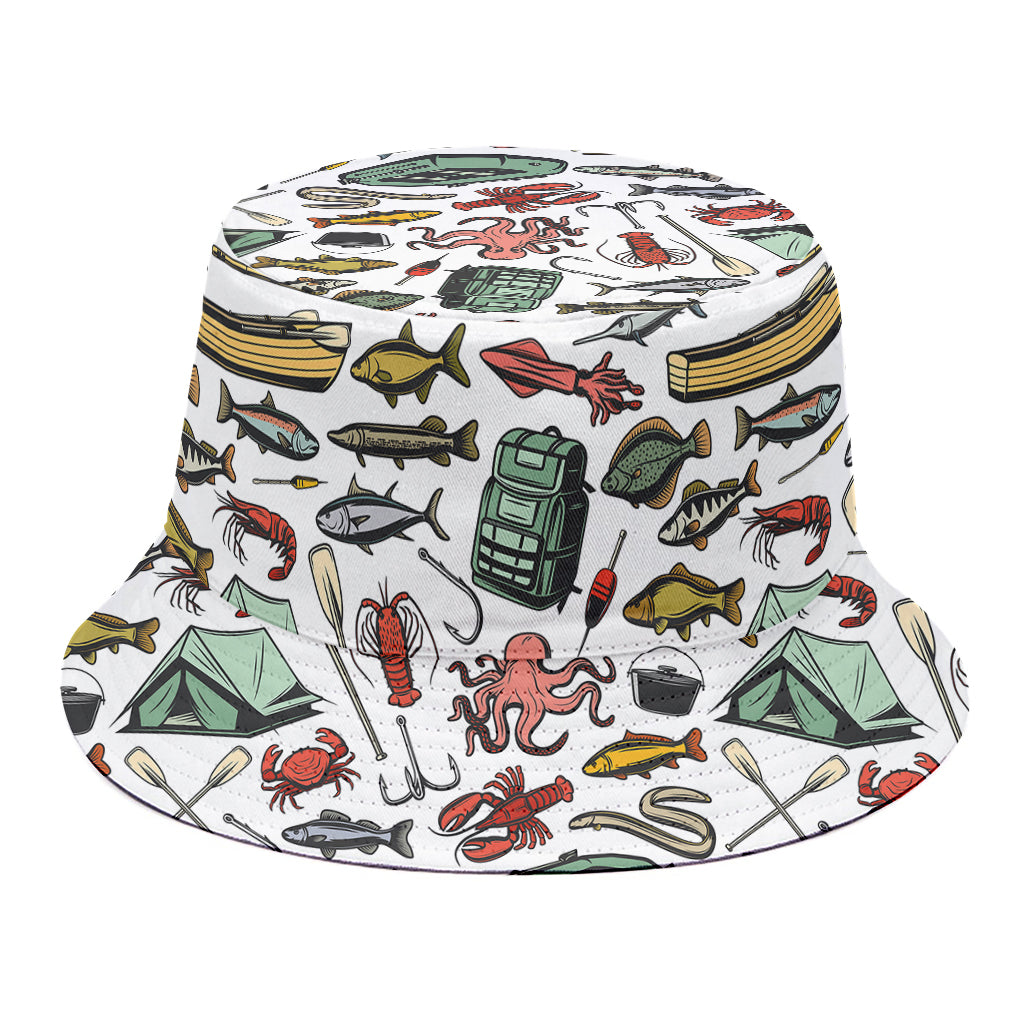 Fishing Equipment Pattern Print Bucket Hat