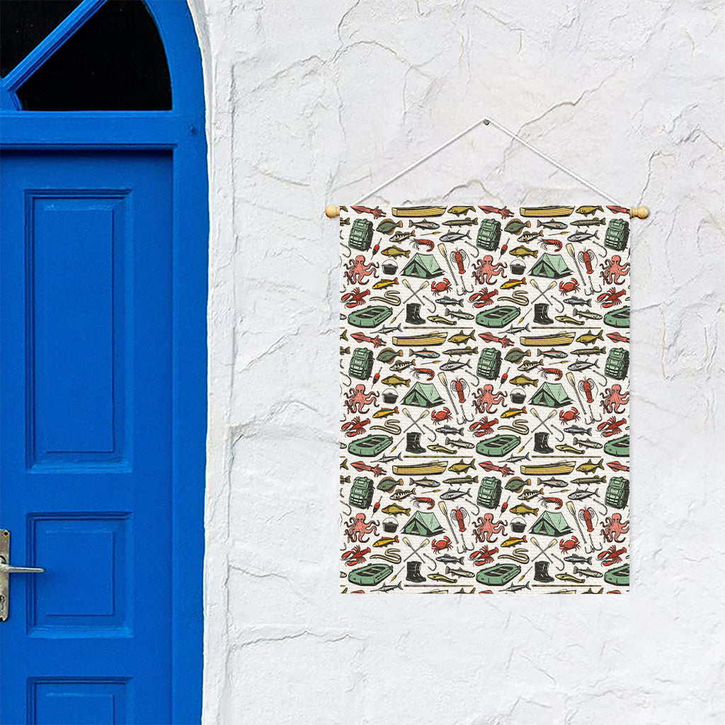 Fishing Equipment Pattern Print Garden Flag
