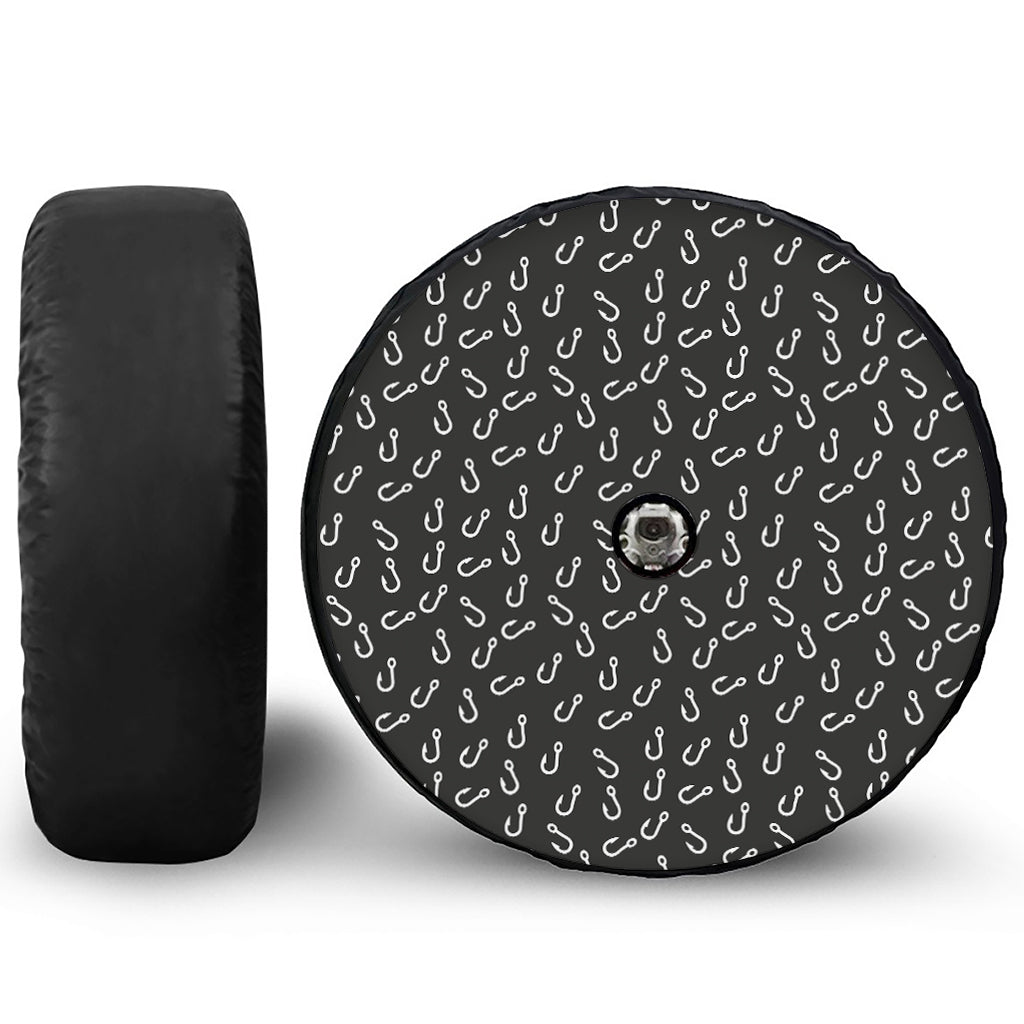 Fishing Hooks Pattern Print Tire Cover With Camera Hole