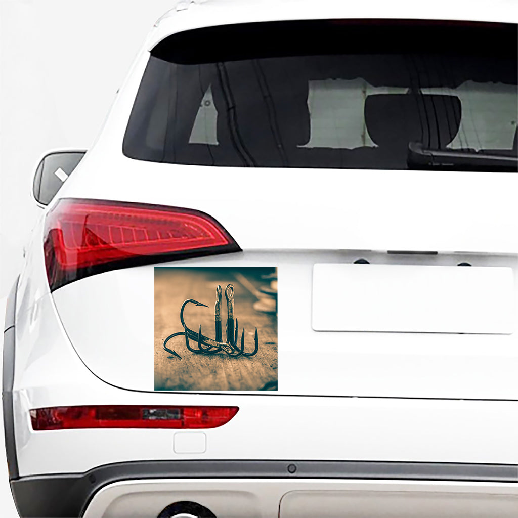 Fishing Hooks Print Car Sticker