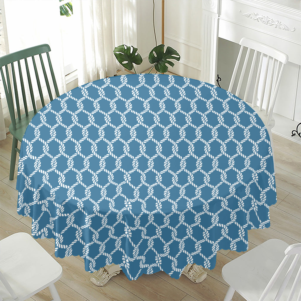 Fishing Rope Knots Pattern Print Waterproof Round Tablecloth