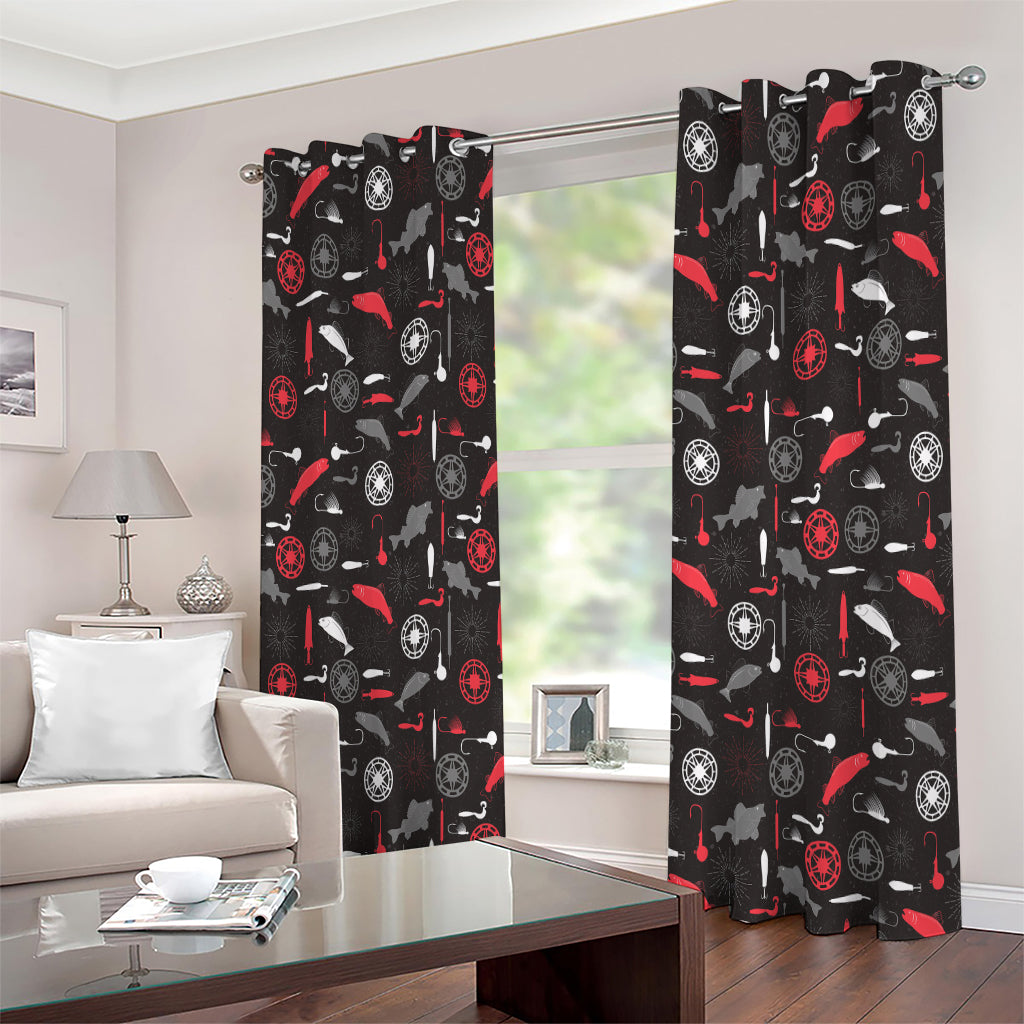 Fishing Theme Pattern Print Extra Wide Grommet Curtains
