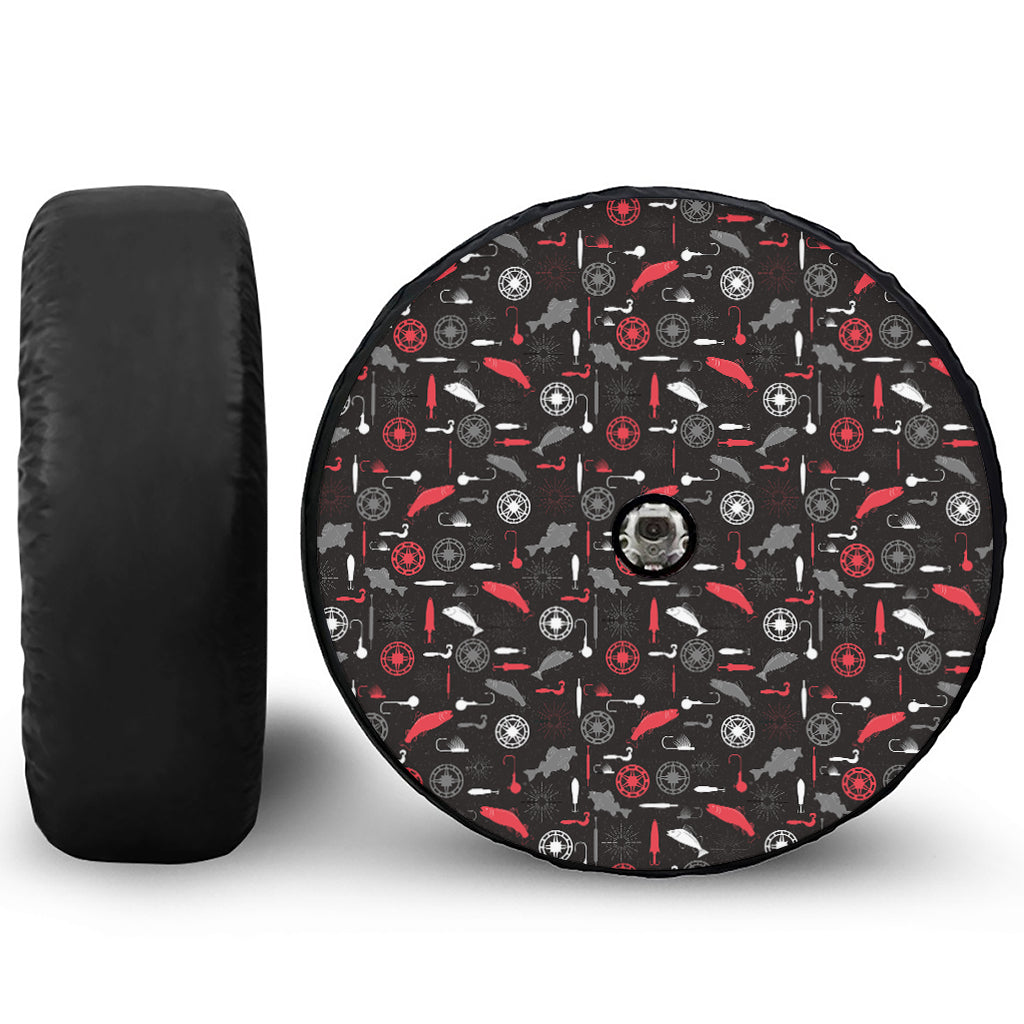 Fishing Theme Pattern Print Tire Cover With Camera Hole