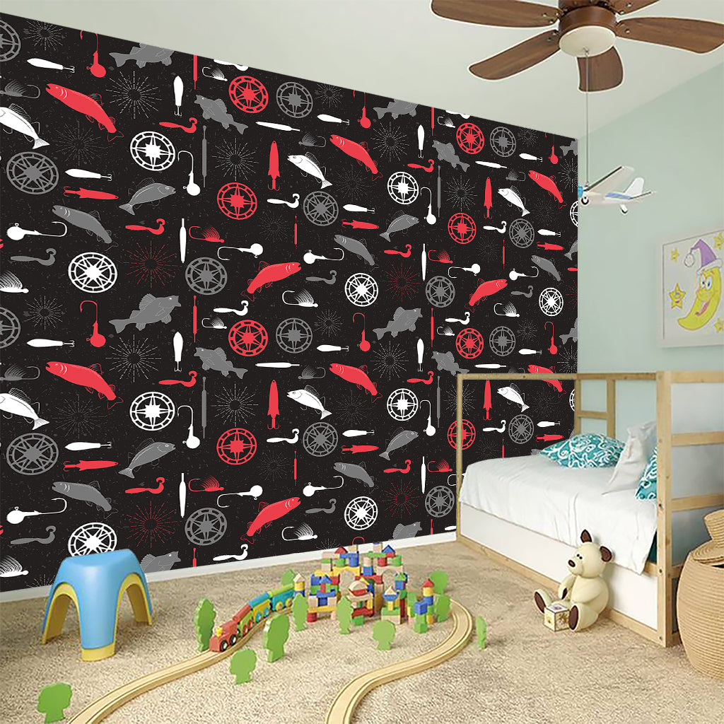 Fishing Theme Pattern Print Wall Sticker
