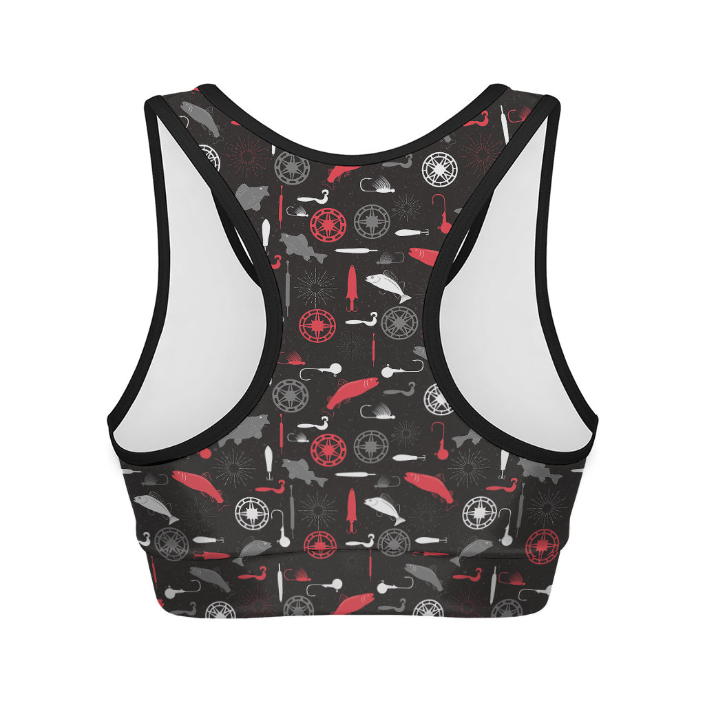 Fishing Theme Pattern Print Women's Sports Bra