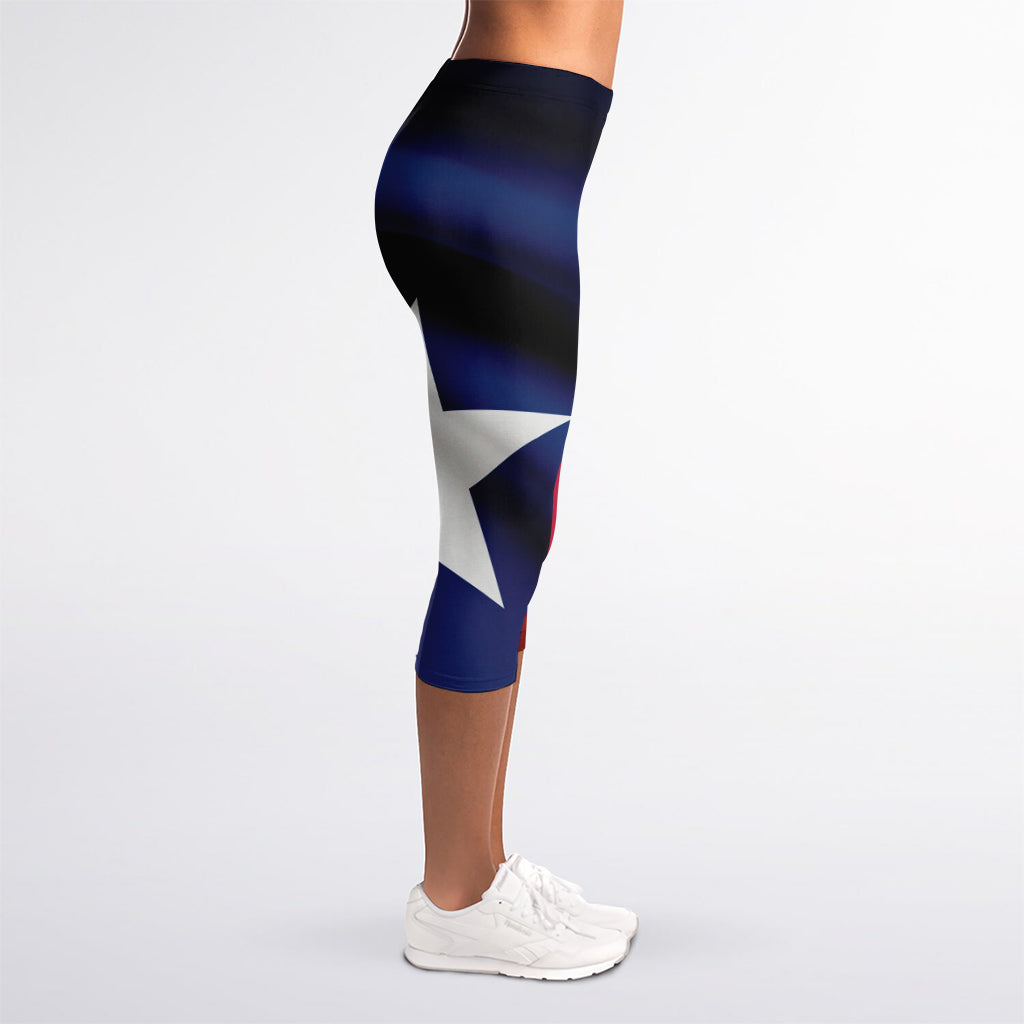Flag Of Texas Print Women's Capri Leggings