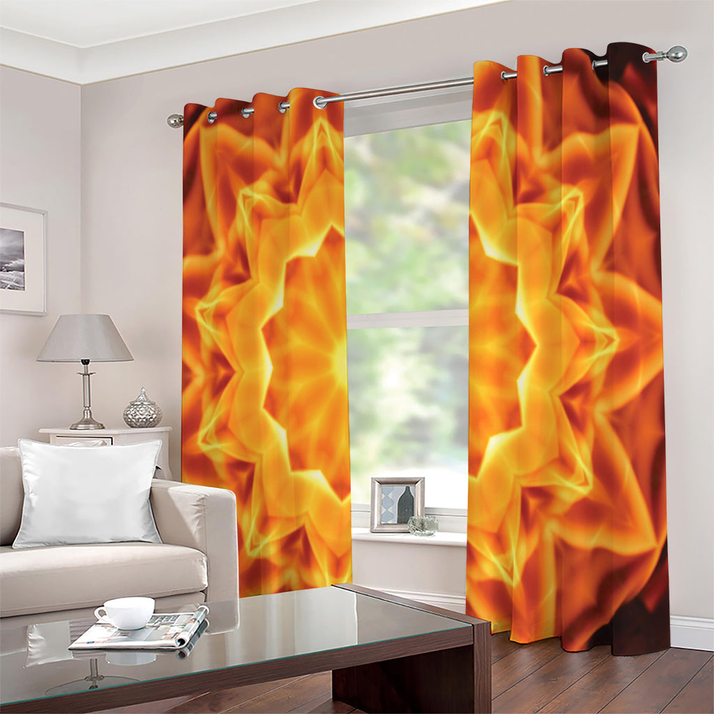 Flame Kaleidoscope Print Extra Wide Grommet Curtains
