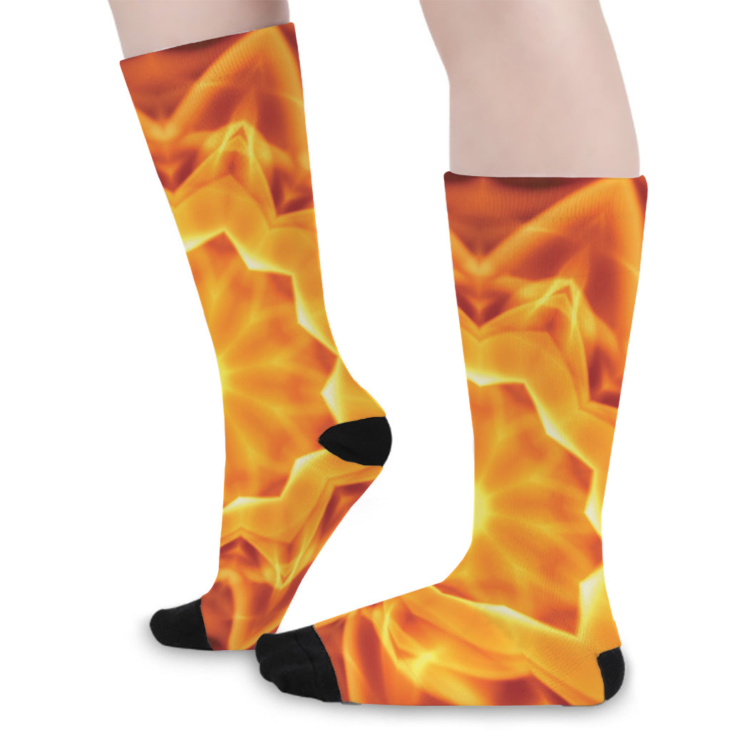 Flame Kaleidoscope Print Long Socks