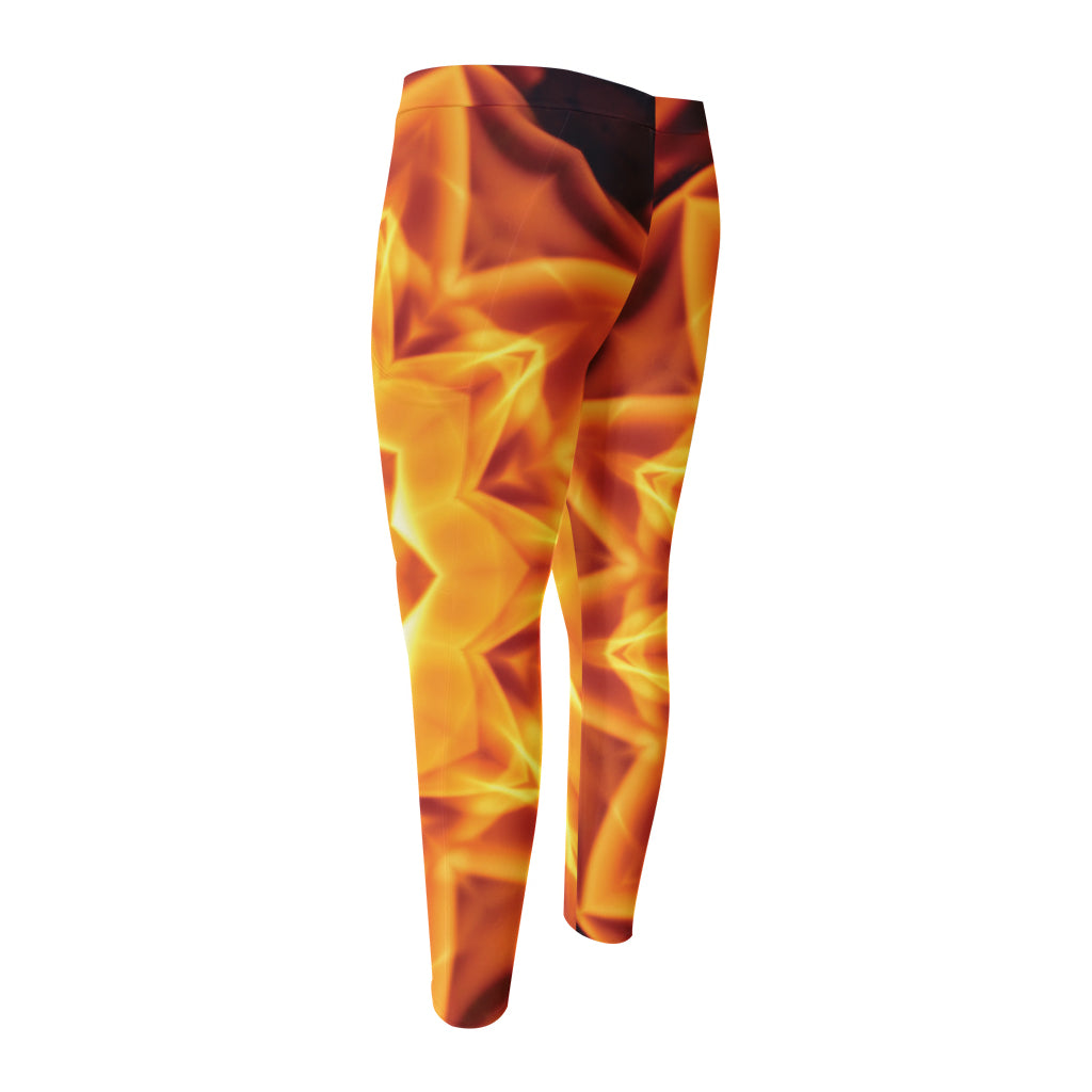 Flame Kaleidoscope Print Men's Compression Pants