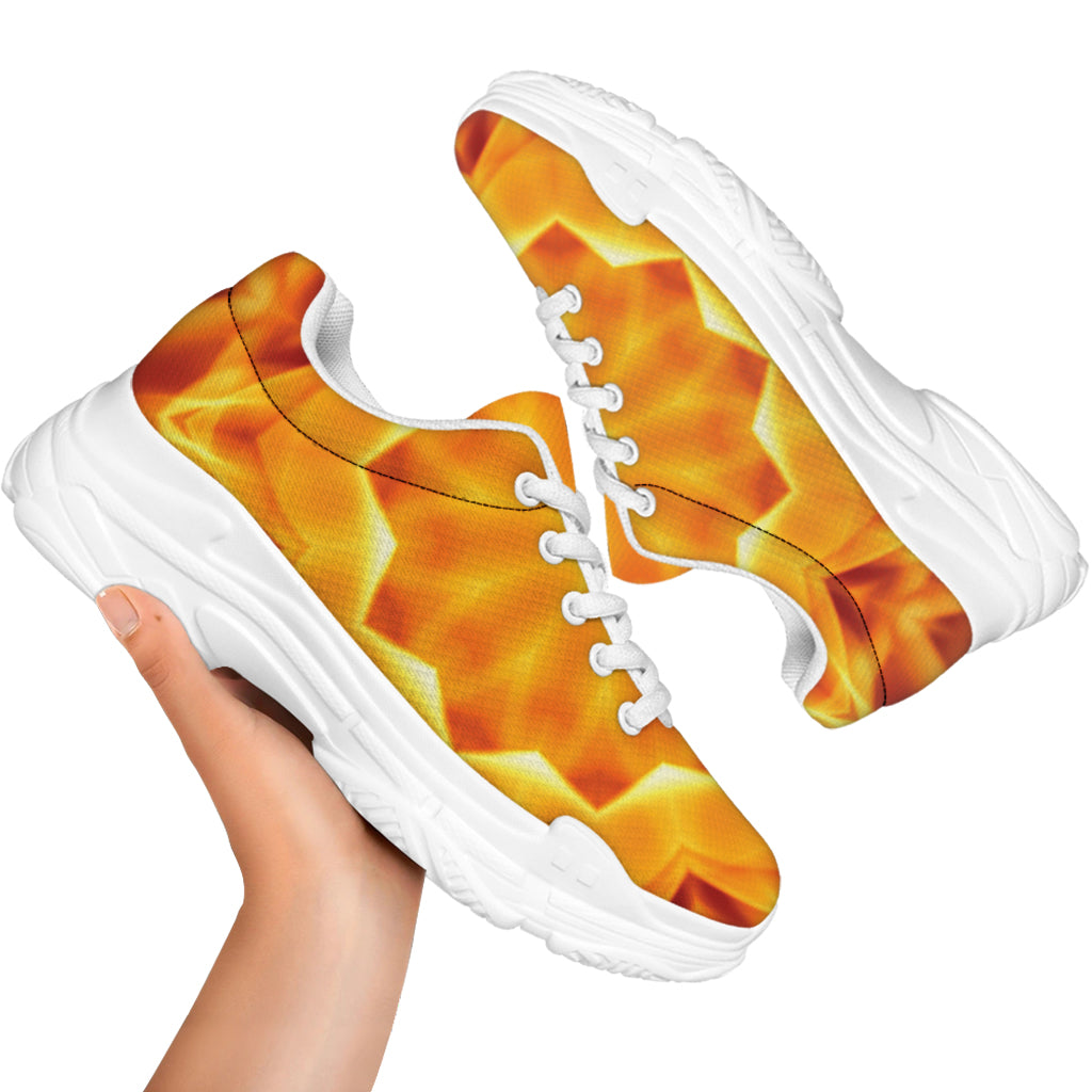 Flame Kaleidoscope Print White Chunky Shoes