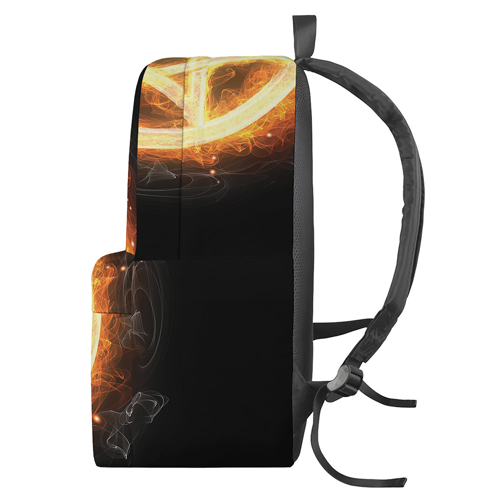 Flame Pentagram Print Backpack