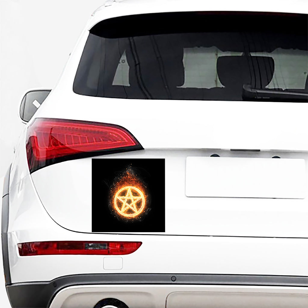 Flame Pentagram Print Car Sticker