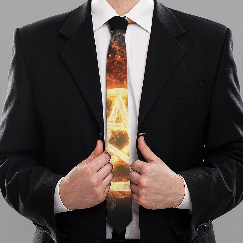 Flame Pentagram Print Necktie