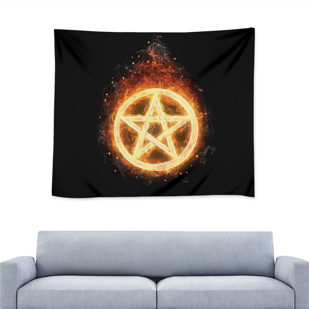 Flame Pentagram Print Tapestry