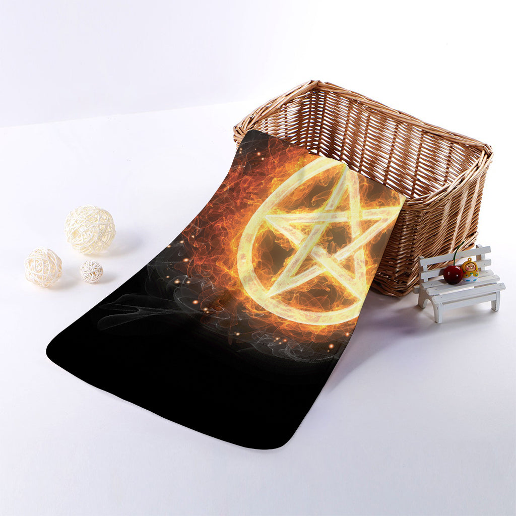 Flame Pentagram Print Towel