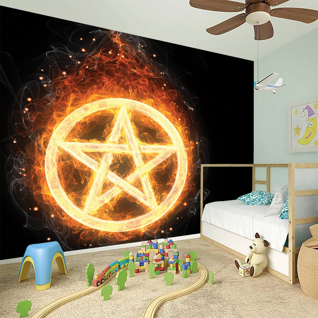 Flame Pentagram Print Wall Sticker