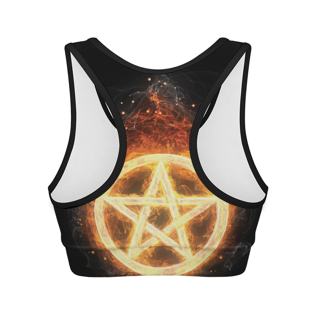 Flame Pentagram Print Women's Sports Bra