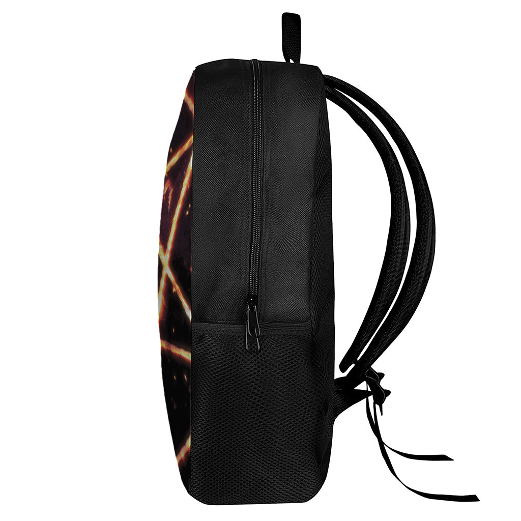 Flame Satanic Pentagram Print 17 Inch Backpack