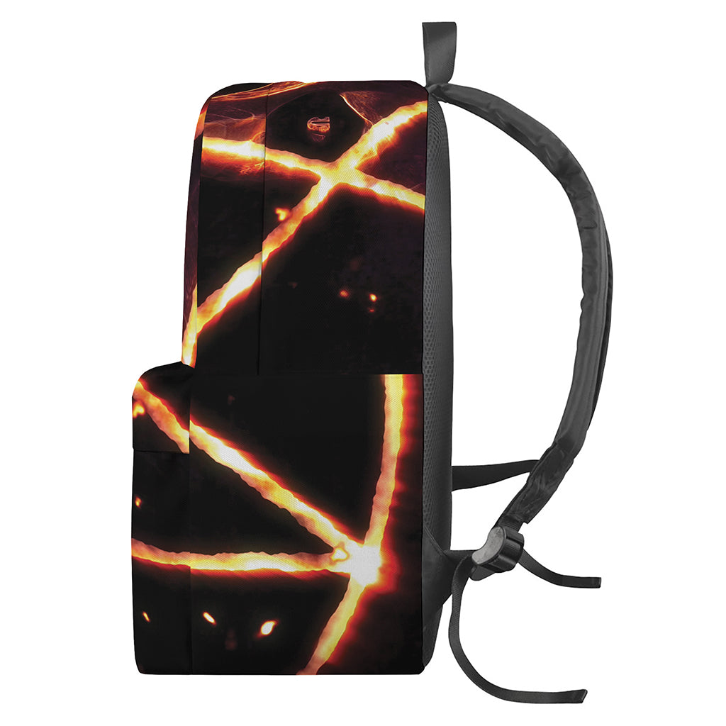 Flame Satanic Pentagram Print Backpack