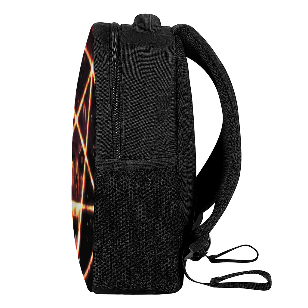 Flame Satanic Pentagram Print Casual Backpack
