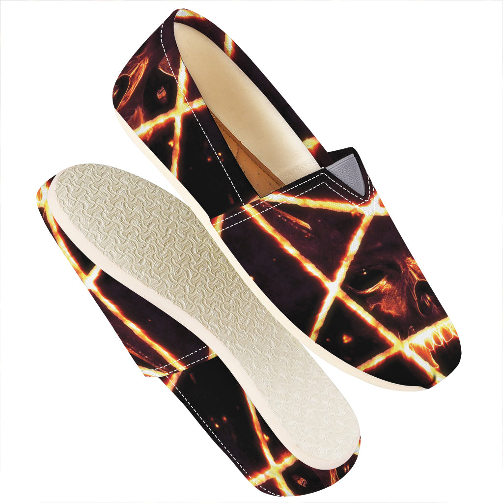 Flame Satanic Pentagram Print Casual Shoes