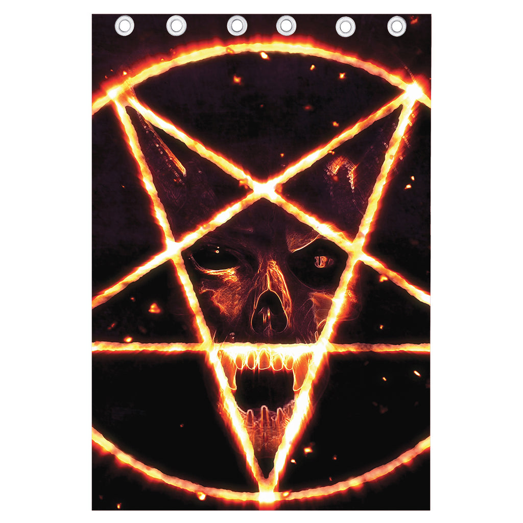 Flame Satanic Pentagram Print Curtain