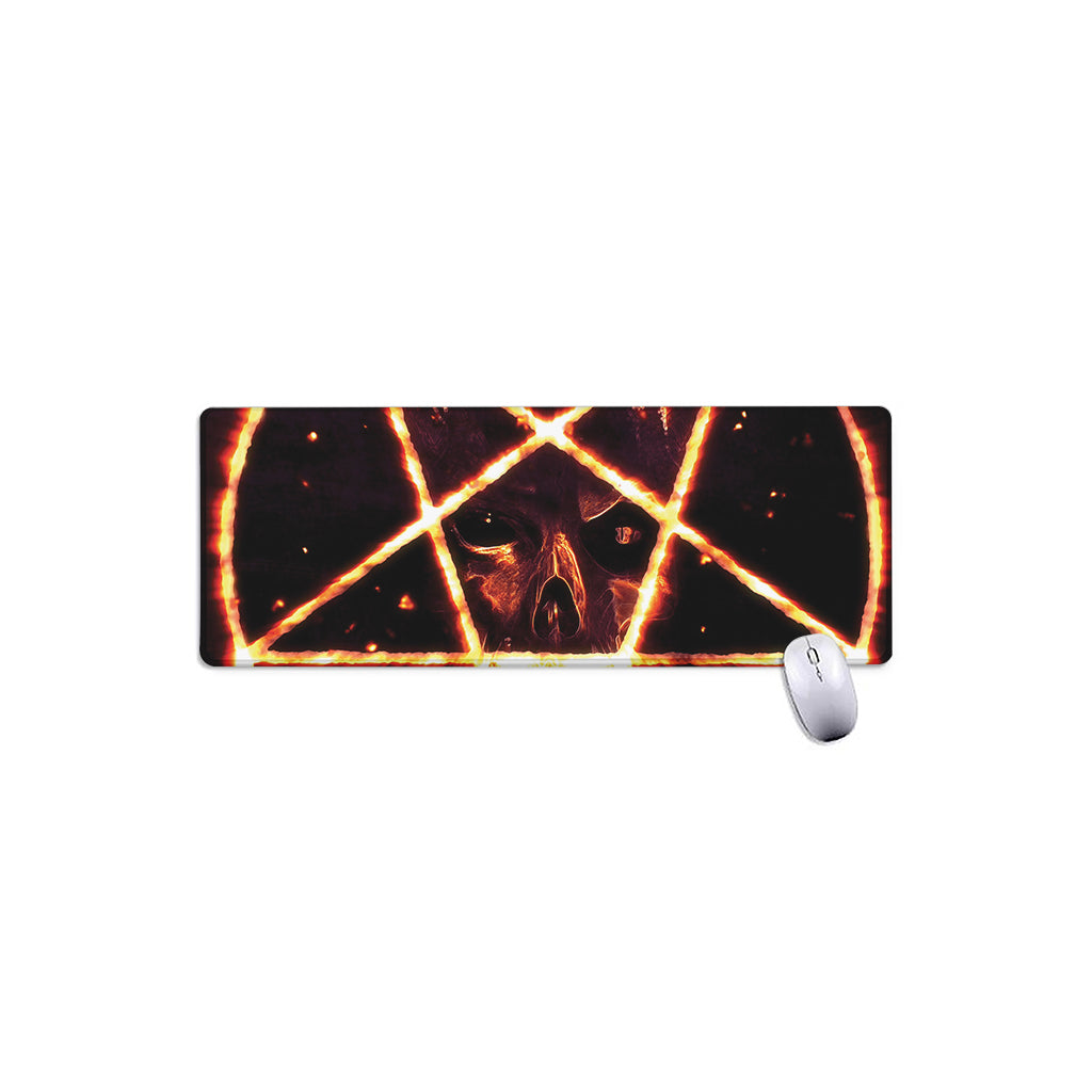 Flame Satanic Pentagram Print Extended Mouse Pad