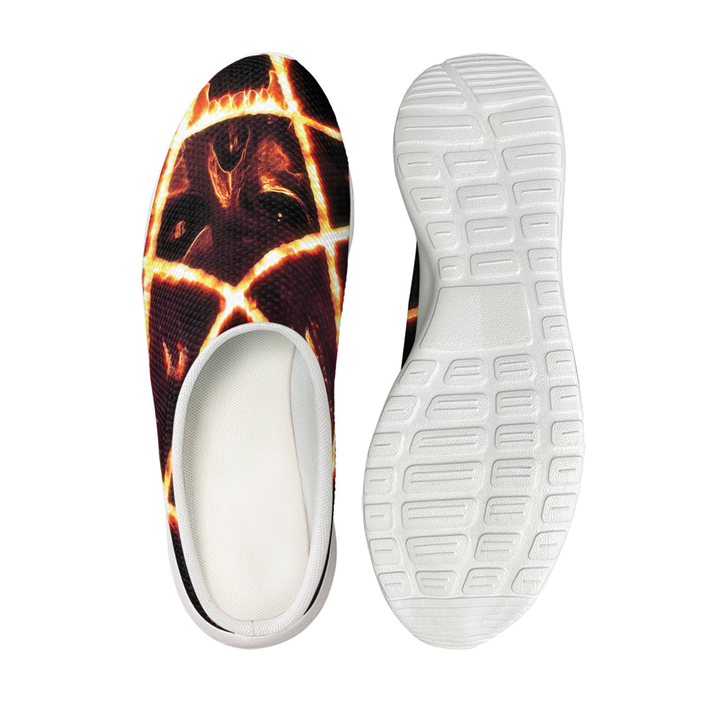 Flame Satanic Pentagram Print Mesh Casual Shoes