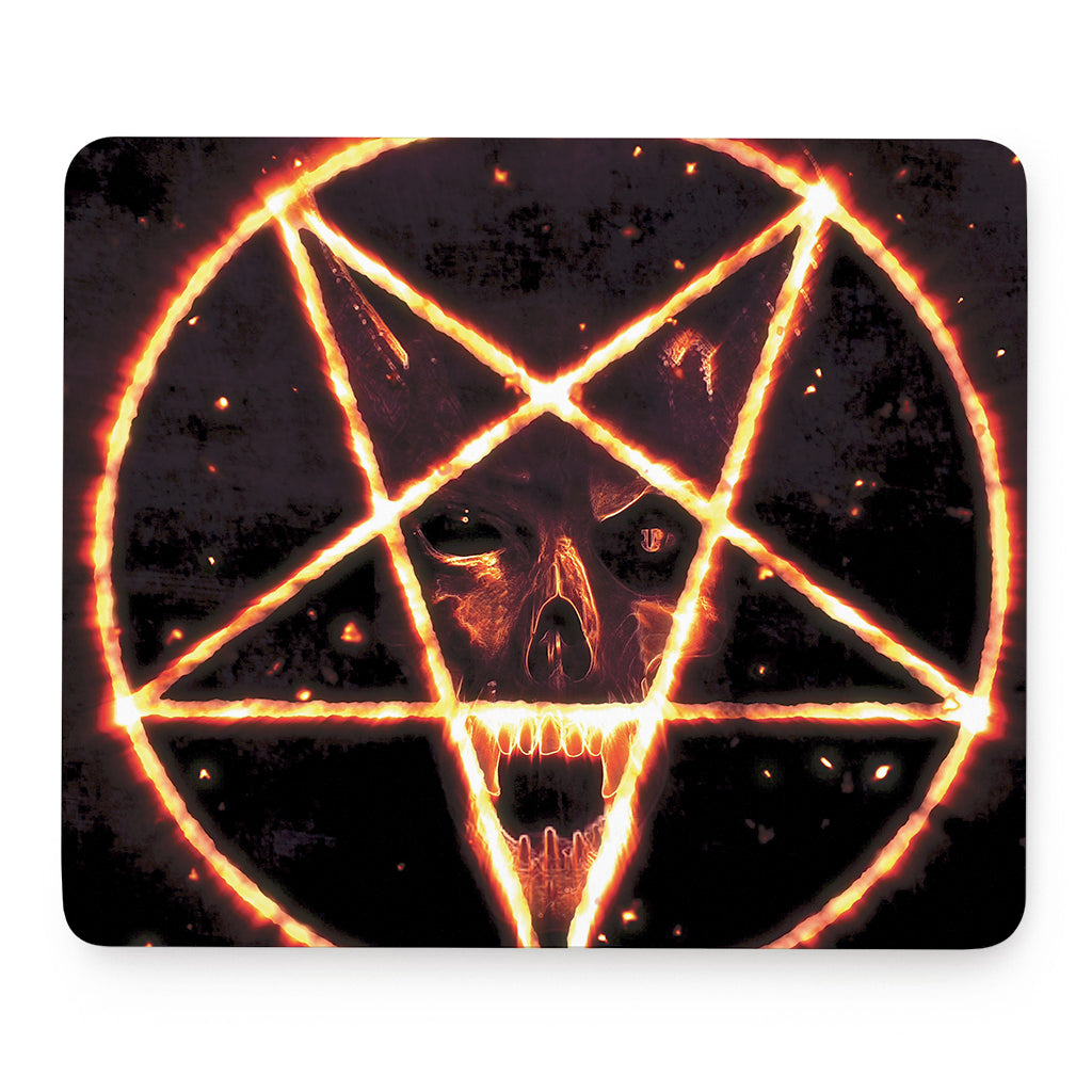 Flame Satanic Pentagram Print Mouse Pad
