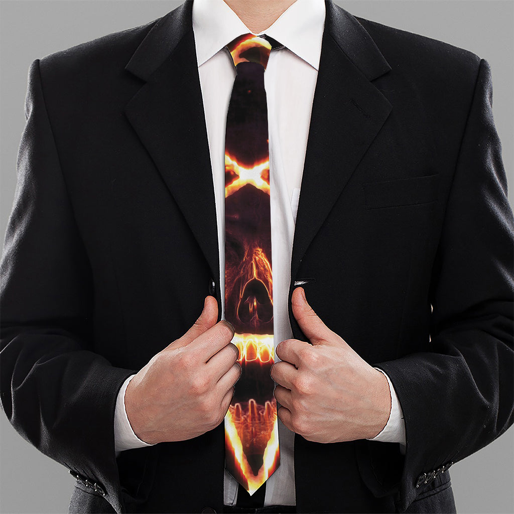 Flame Satanic Pentagram Print Necktie