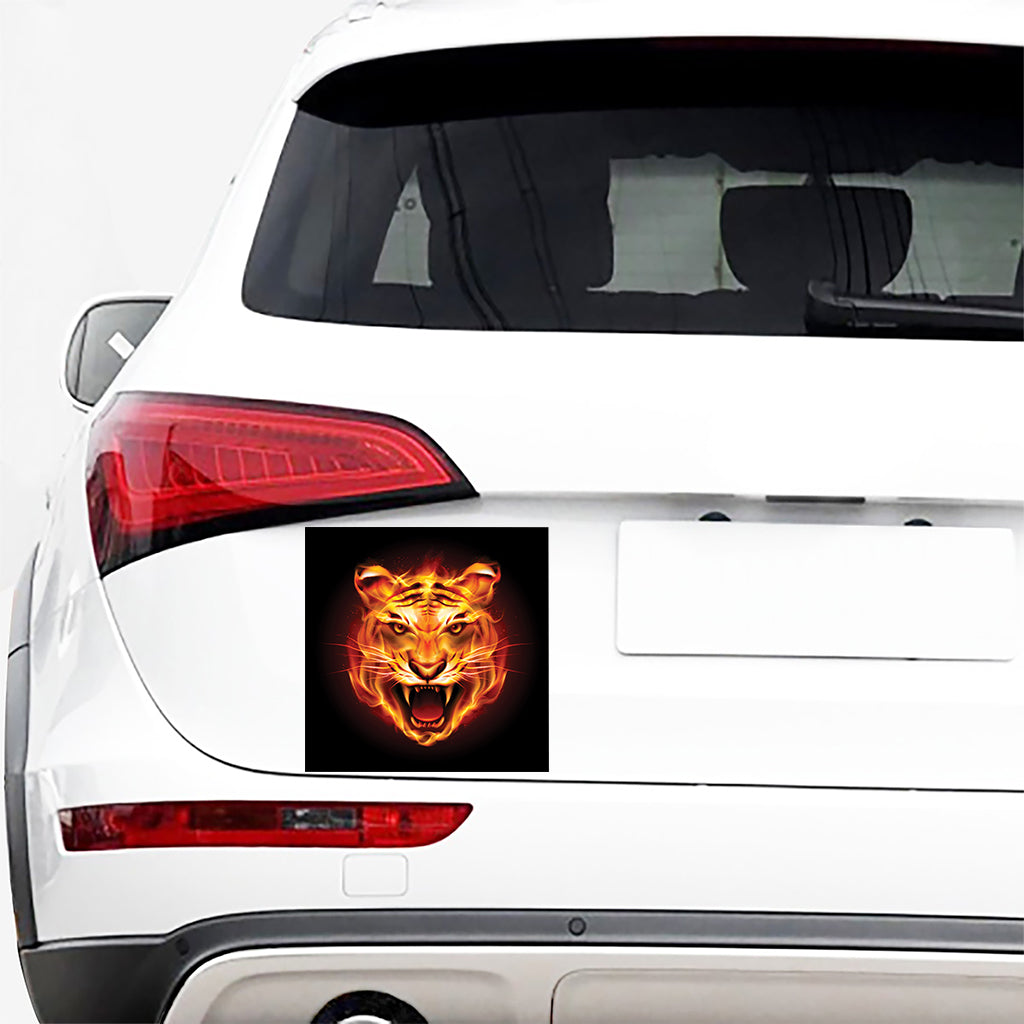 Flame Tiger Print Car Sticker
