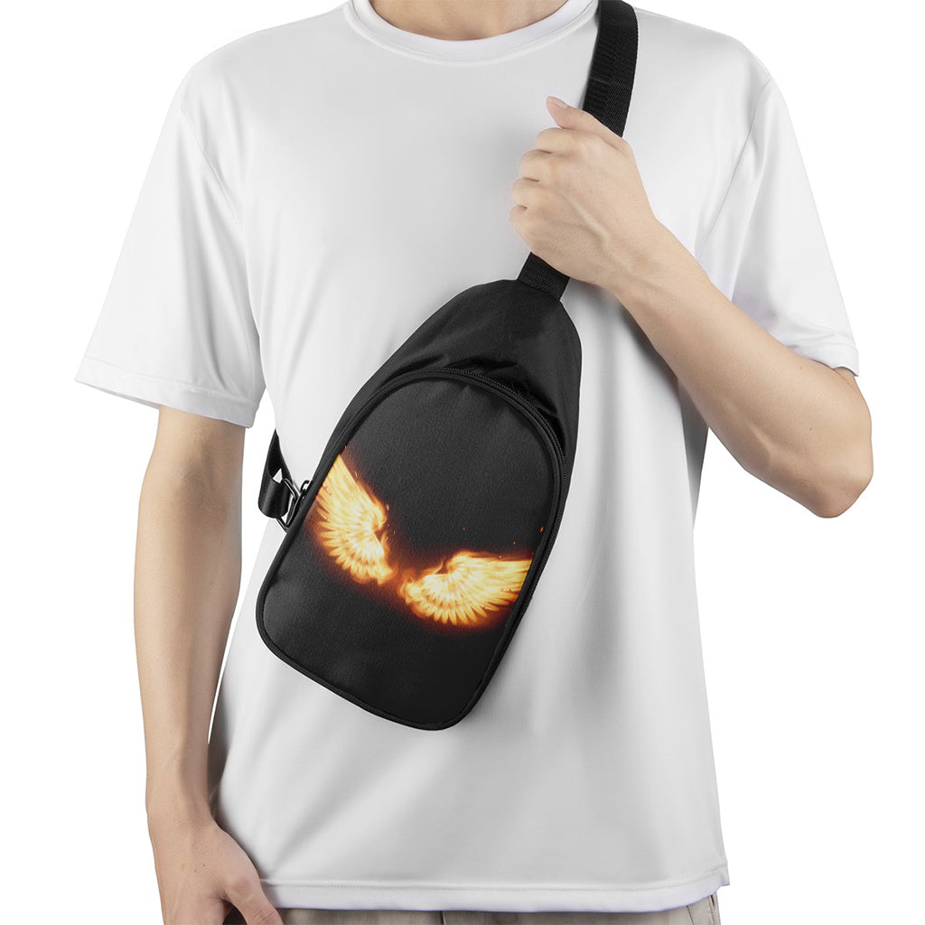 Flame Wings Print Chest Bag