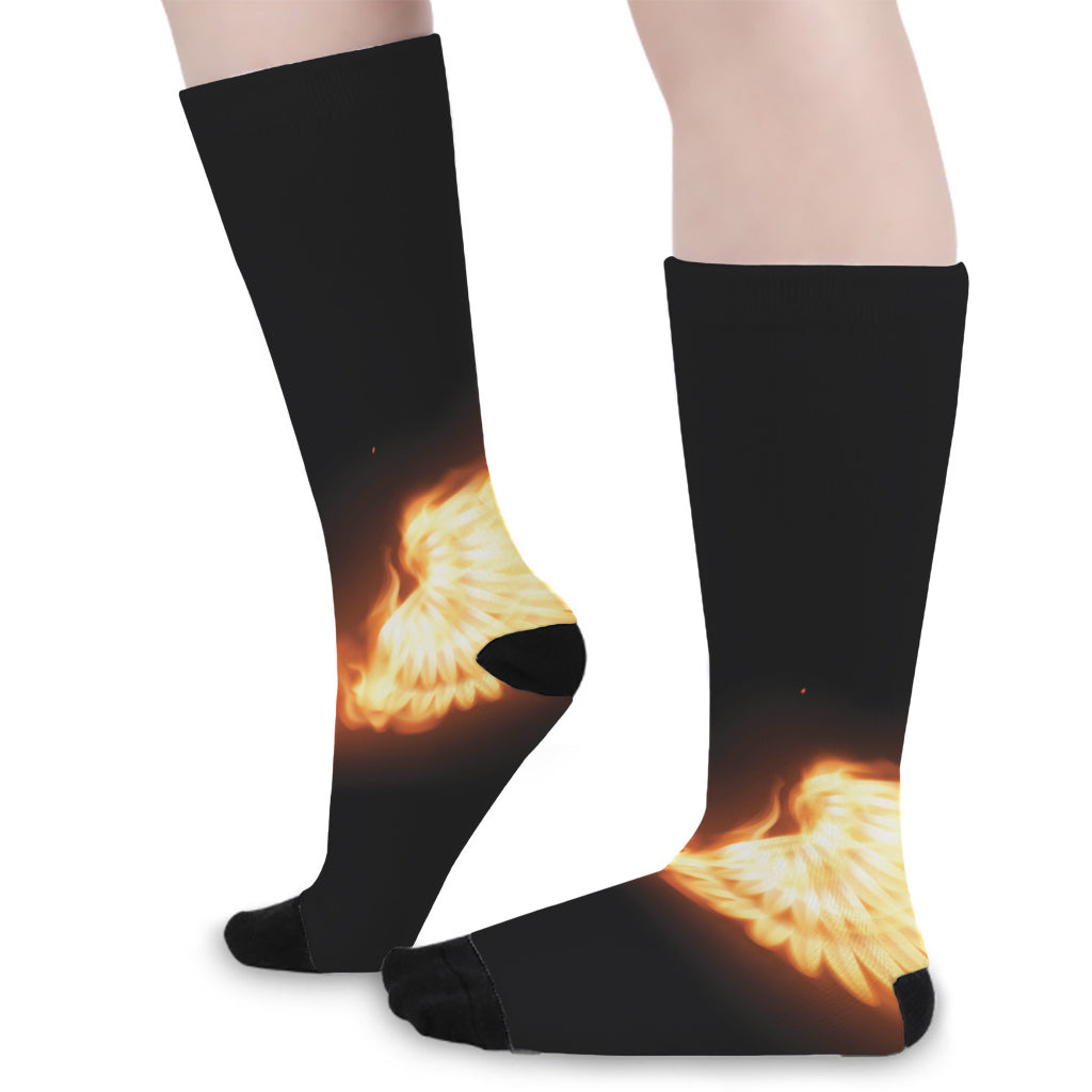Flame Wings Print Long Socks