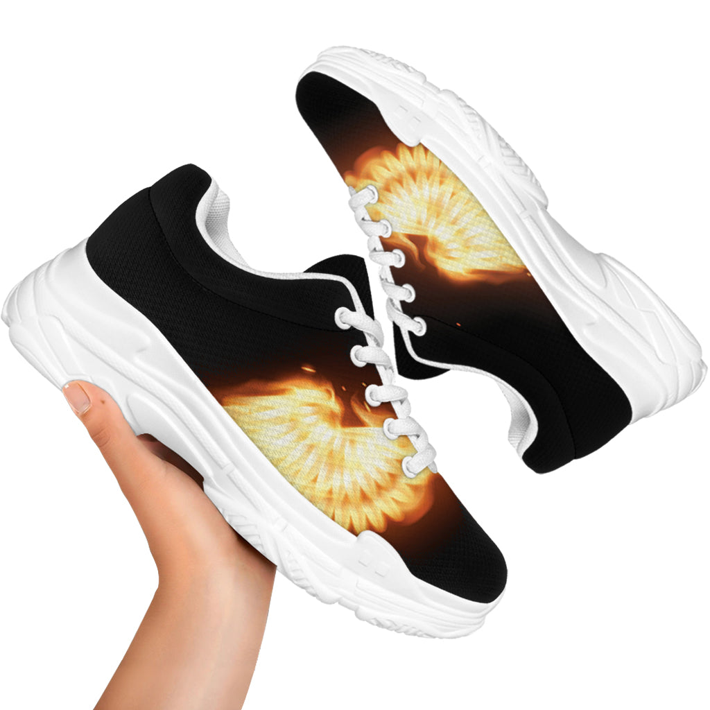 Flame Wings Print White Chunky Shoes