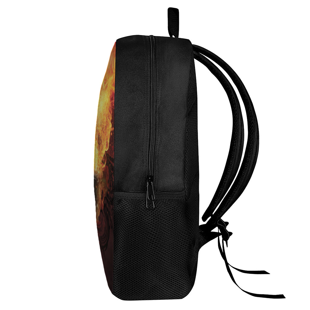 Flaming Demon Skull Print 17 Inch Backpack