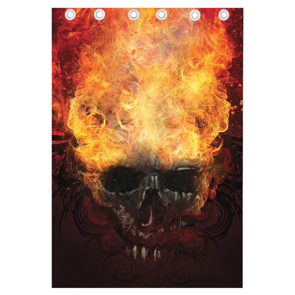Flaming Demon Skull Print Curtain
