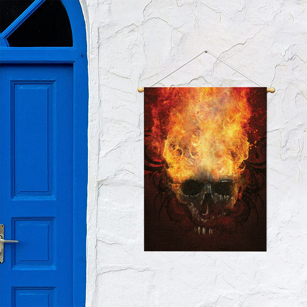 Flaming Demon Skull Print Garden Flag