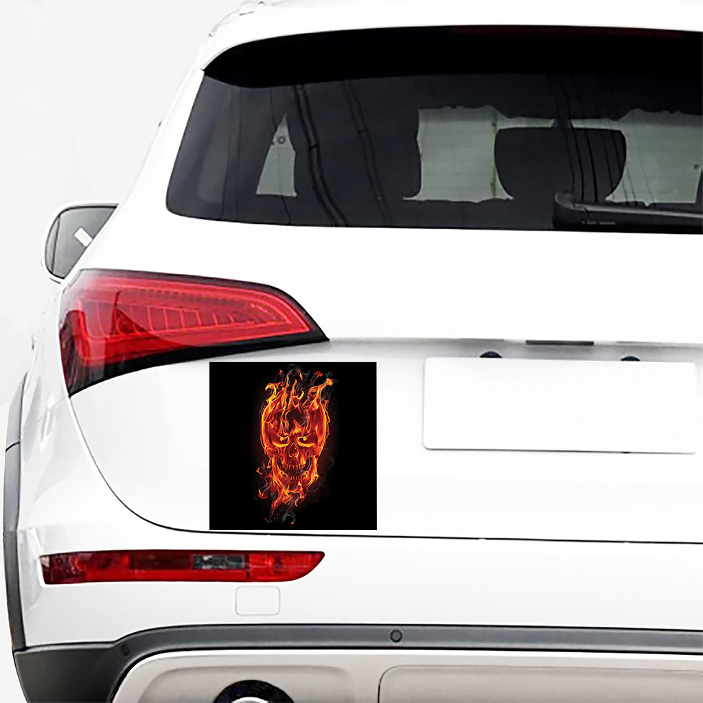 Flaming Evil Skull Print Car Sticker