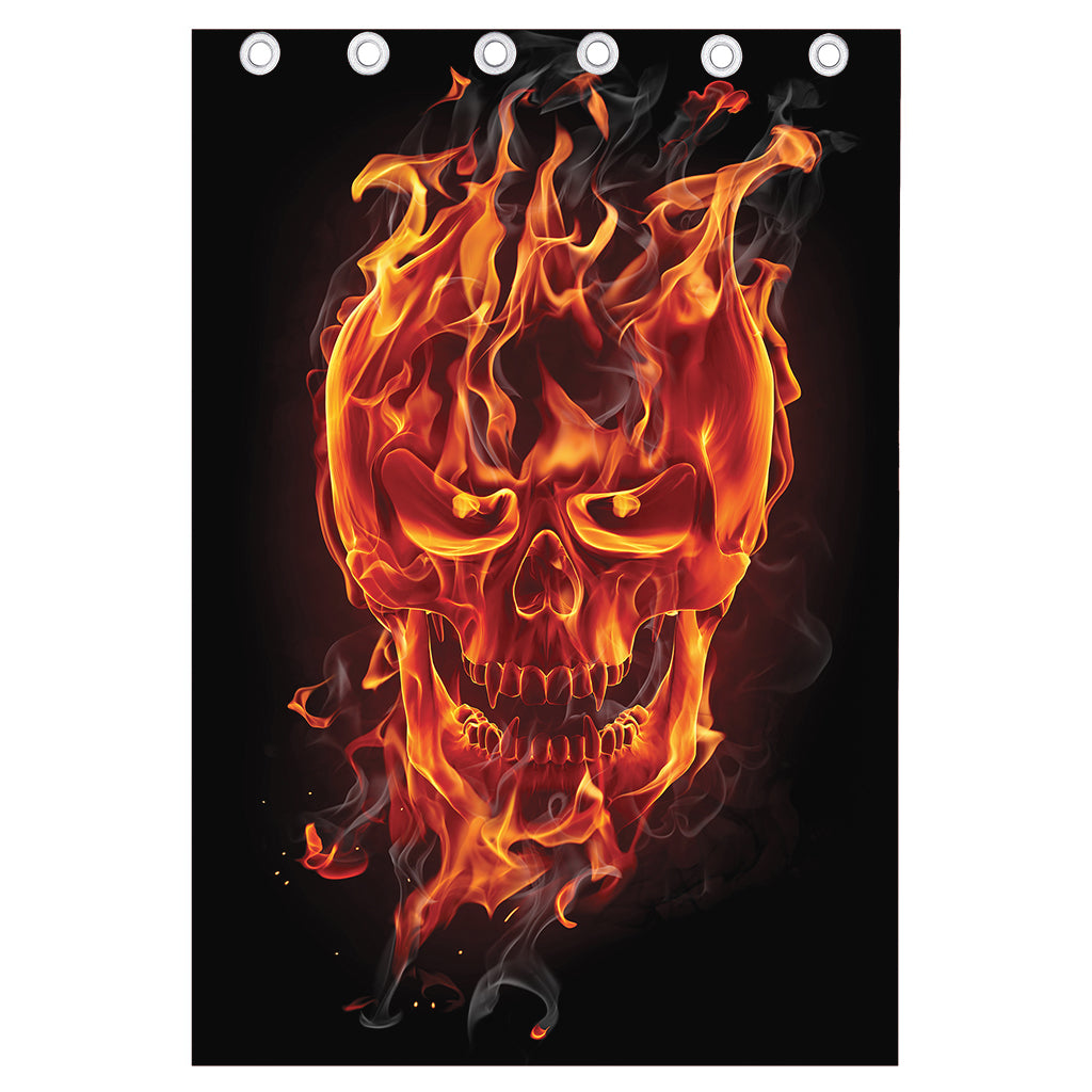 Flaming Evil Skull Print Curtain