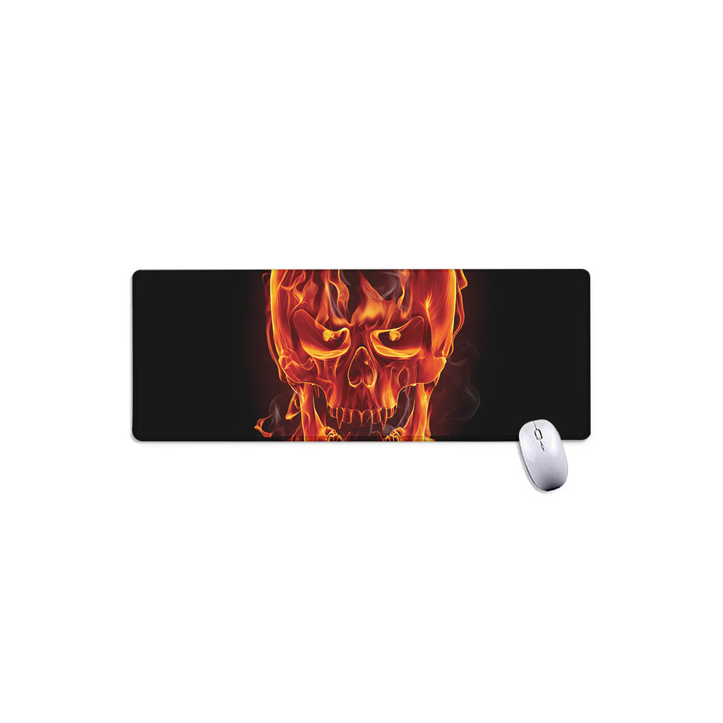 Flaming Evil Skull Print Extended Mouse Pad