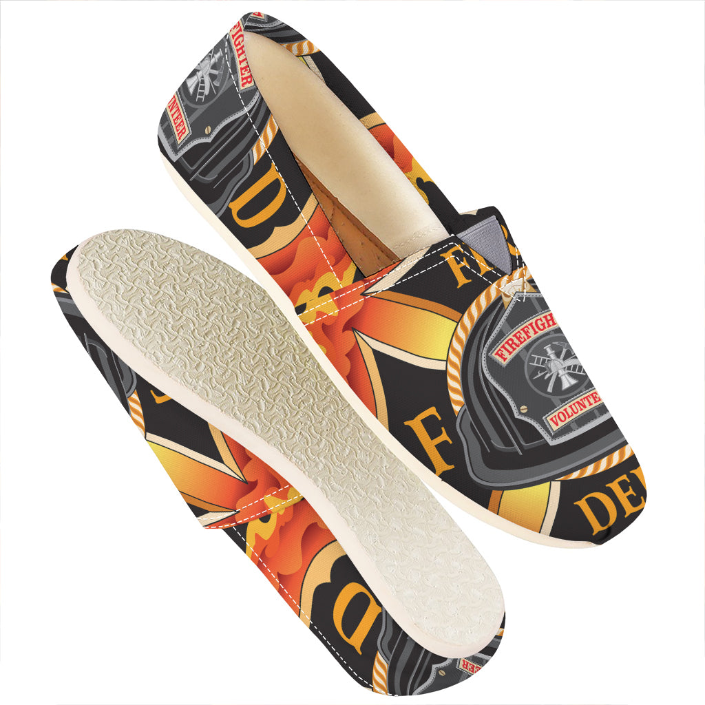 Flaming Firefighter Emblem Print Casual Shoes