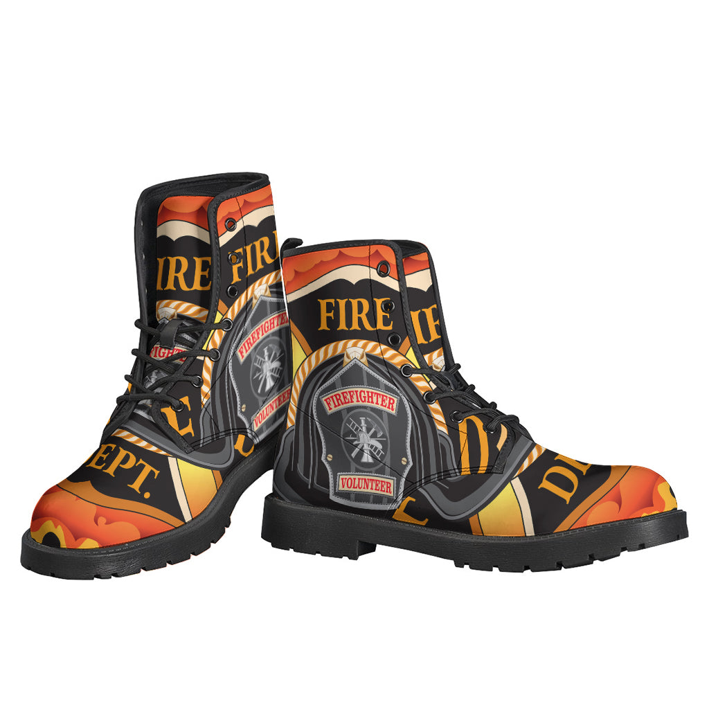 Flaming Firefighter Emblem Print Backpack