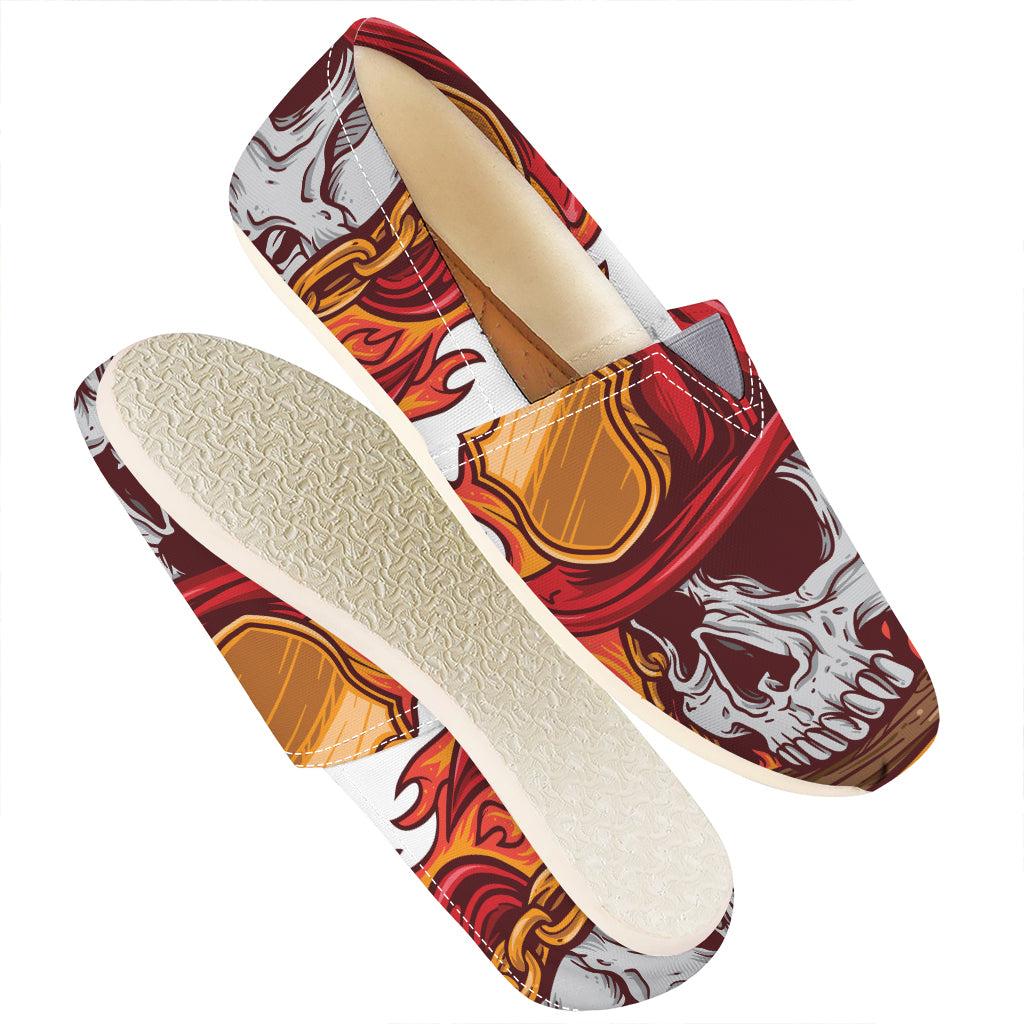 Flaming Firefighter Skull Print Casual Shoes